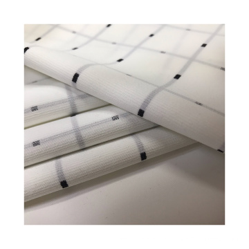 Polyester PU Coated 75D Crossed Grid Twistless Yarn Dyed 4 Way Stretch Double Layer Fabric